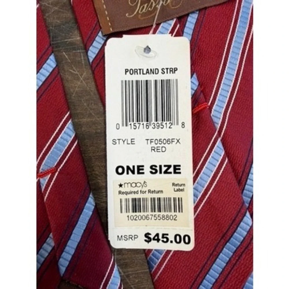 NWT!Tasso Elba Mens Red Portland Stripe Silk Necktie TF0506FX Lawyer Office